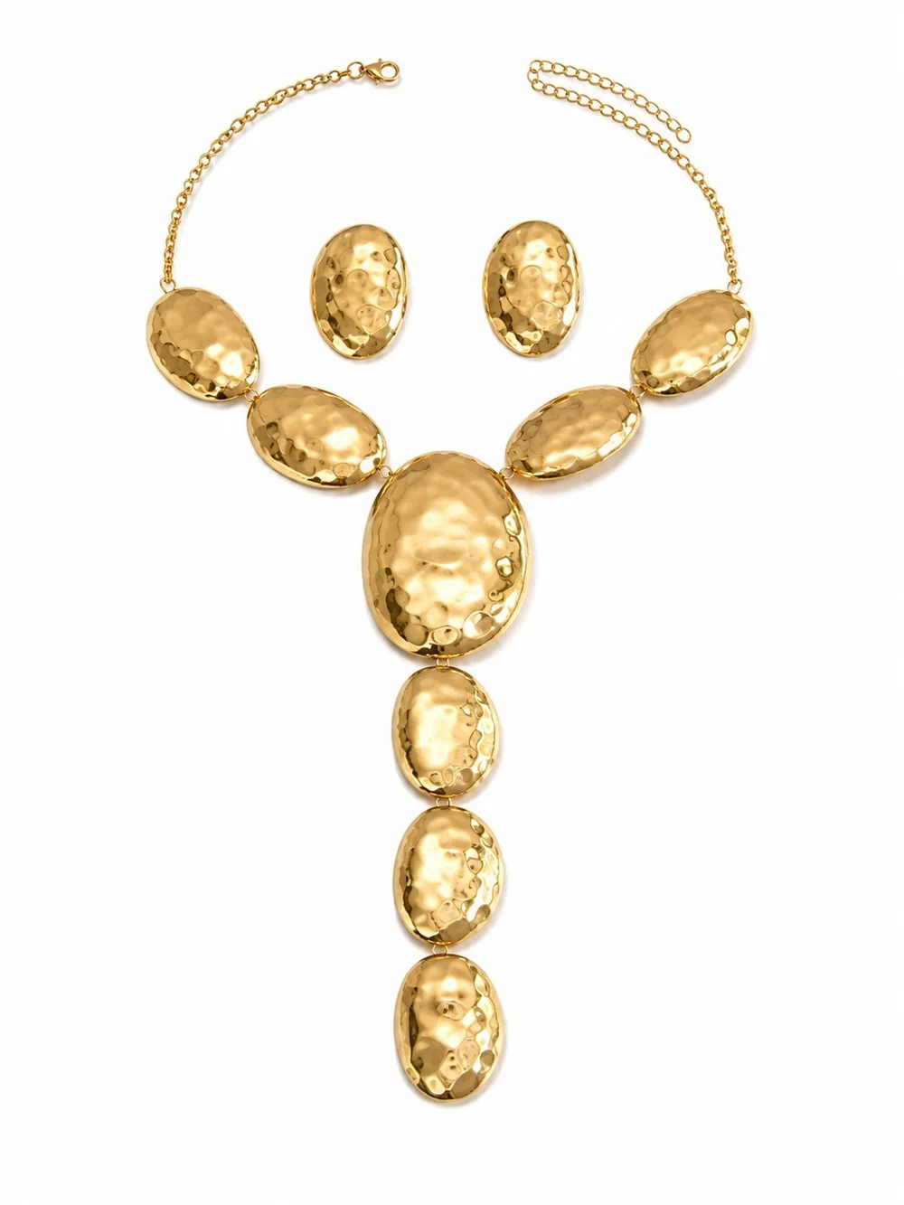 Bold Hammered Gold Statement Necklace - Women Jewelry